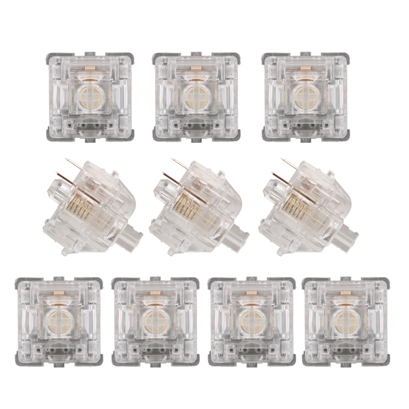 Hyclam 10Pcs Everglide King Linear Switches Mechanical Keyboard 5pins 55g 62g 67g MX Switches Transparent Case Gold-plated Water King Switches