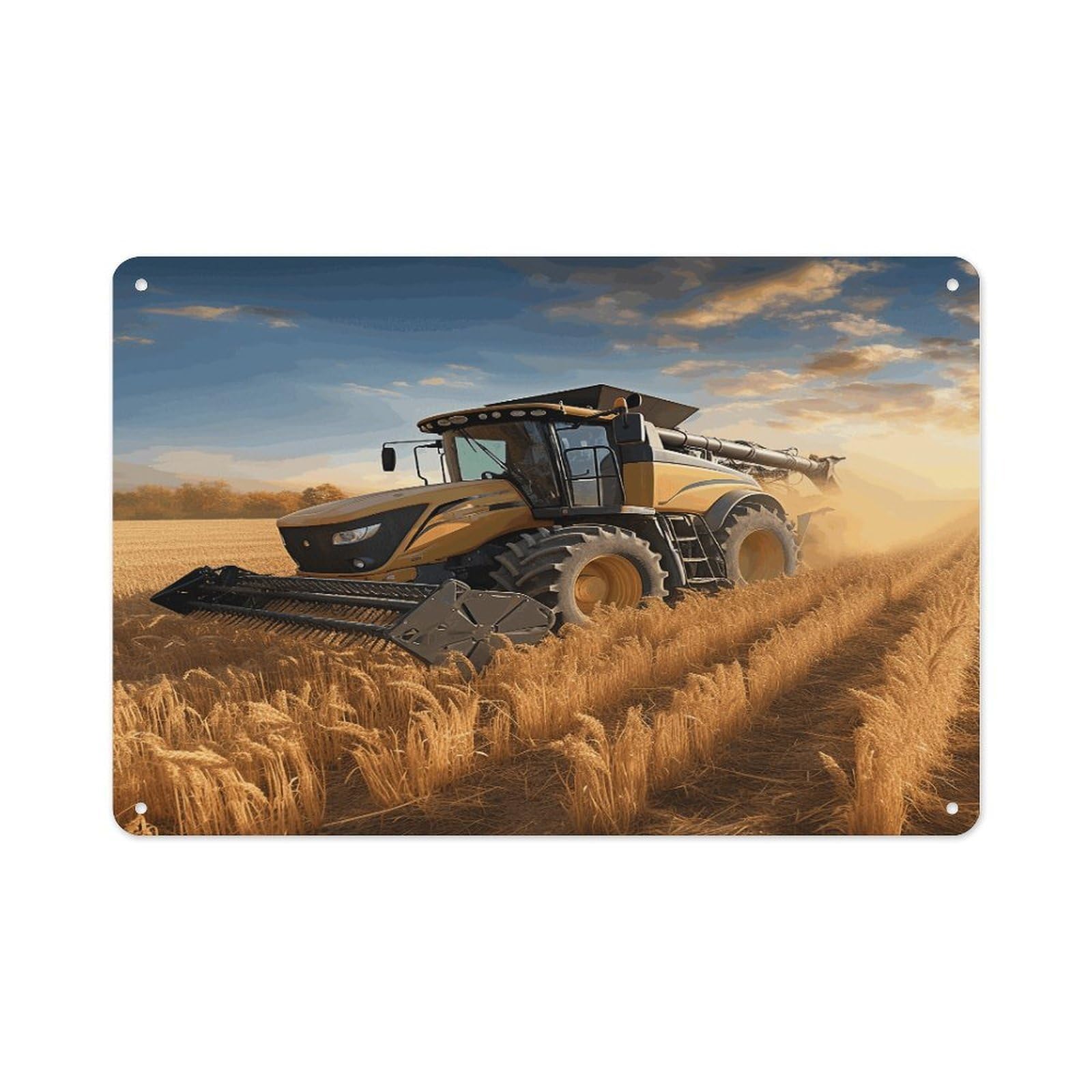 VstaDank Metal Aluminum Farm Tractor Harvest Sign Wall Decor Vintage Metal Sign Plaque Boho Wall Hanging Decor Sublimation Picture Panel Personalized Plaque Poster 8x12in
