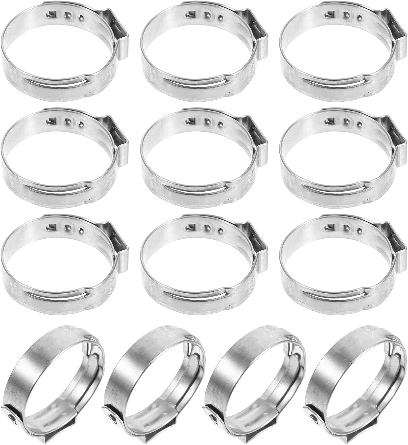Holibanna 60pcs Single Ear Hose Clamps Stainless Steel 304 Adjustable Cinch Clamps for Pex Tube Connection for Plumbing Automotive and Industrial Fastening