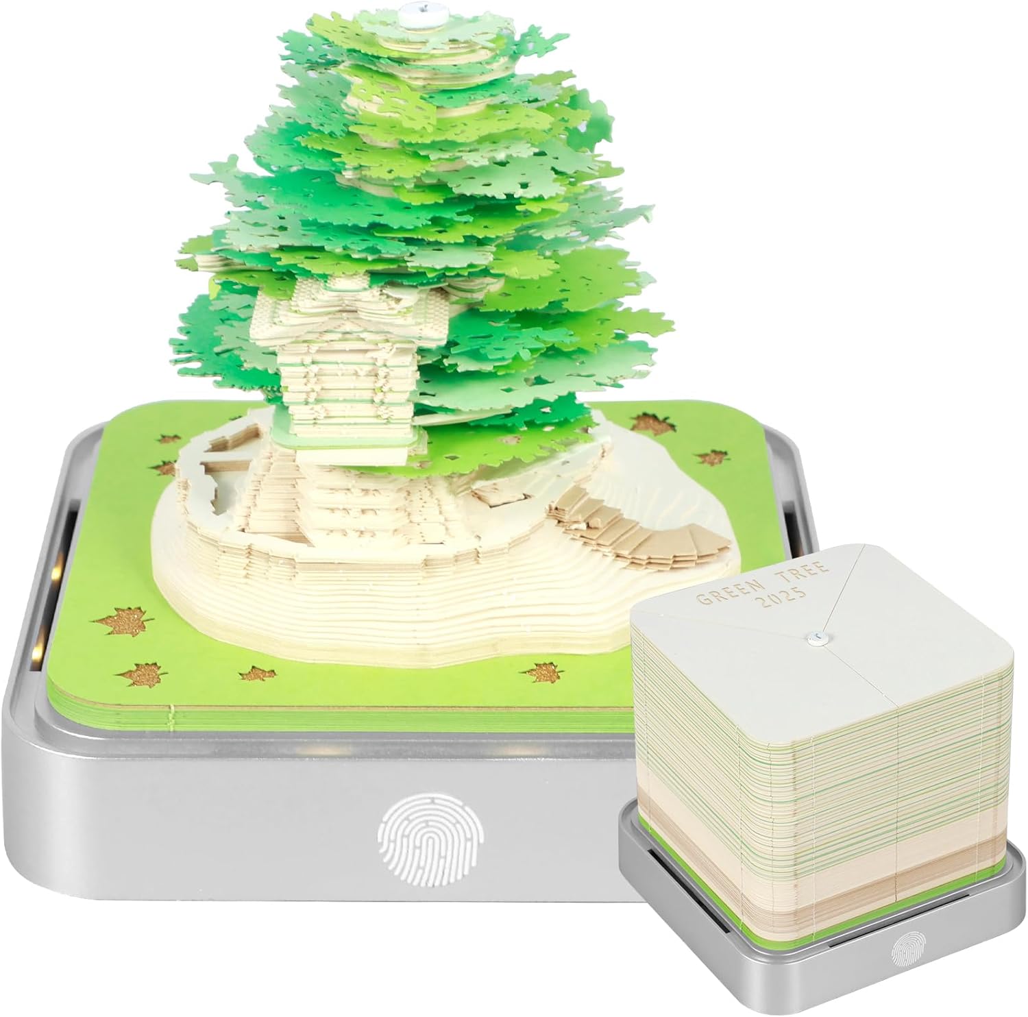 3D Desk Calendar 2025, Time Piece Calendar, Tear-Away 3D Paper Art Notepad w LED Lights, Creative 3D Memo Artsy Pad Calendar 3D Art Calendar Paper Carving Present Desktop Decor House Sculpture Present
