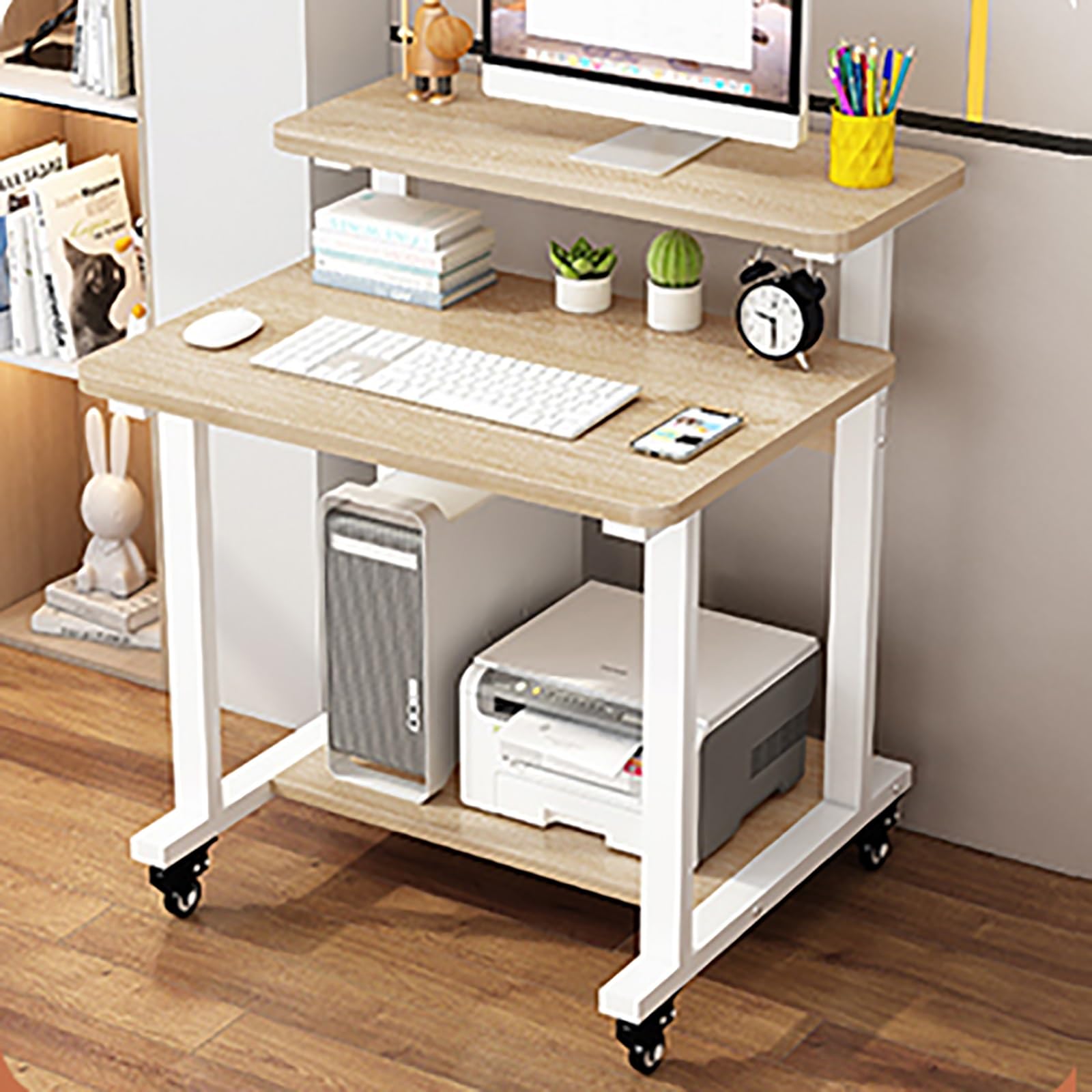 Scrivania Mobile Regolabile In Altezza Con Vassoio - Per Laptop Fino A 15kg, Ruote, Ideale Per Ufficio