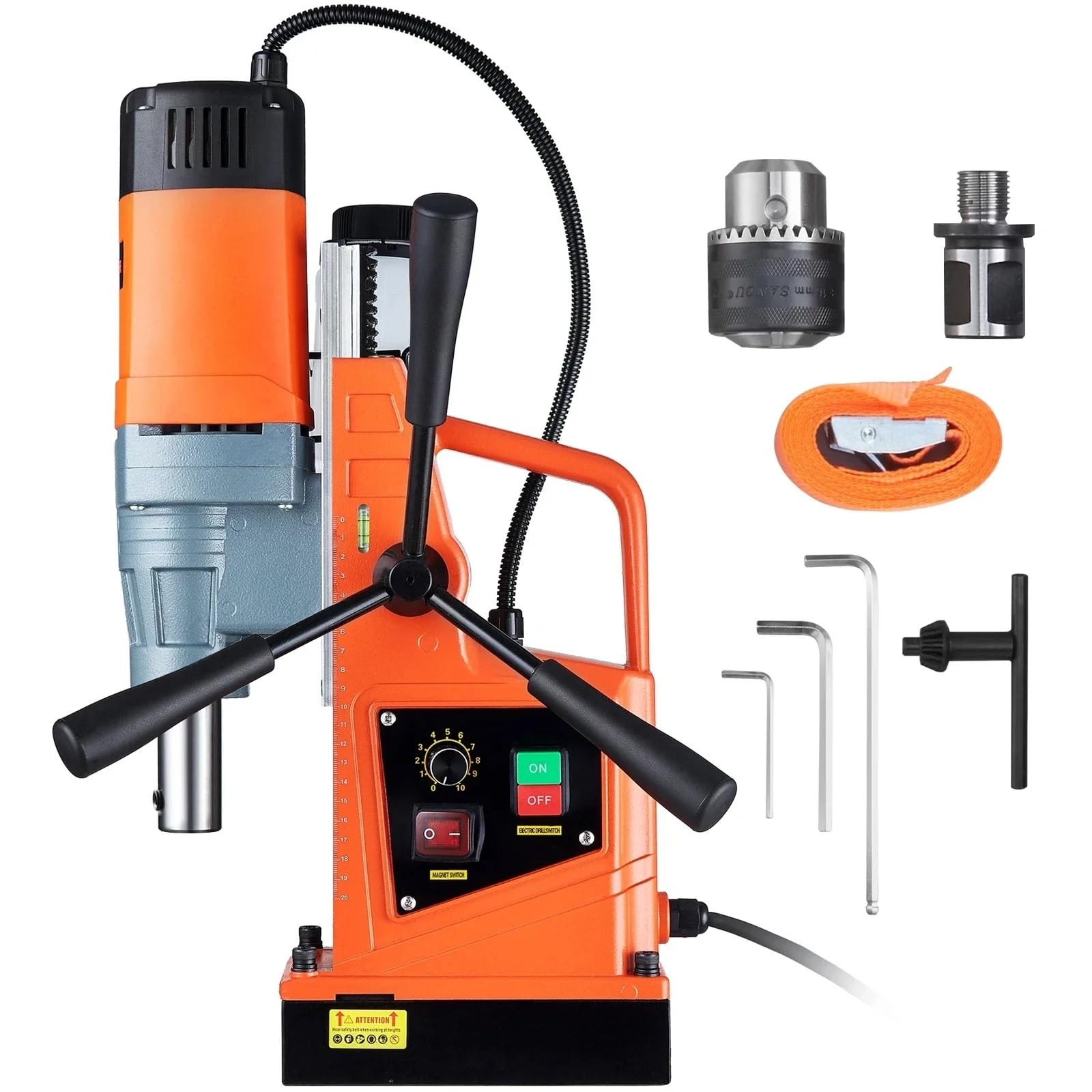 Trapano magnetico 1550W 2" Diametro foratura 13000N 500 RPM a colonna elettrico portatile con trapano a velocità variabile Macchinari da officina