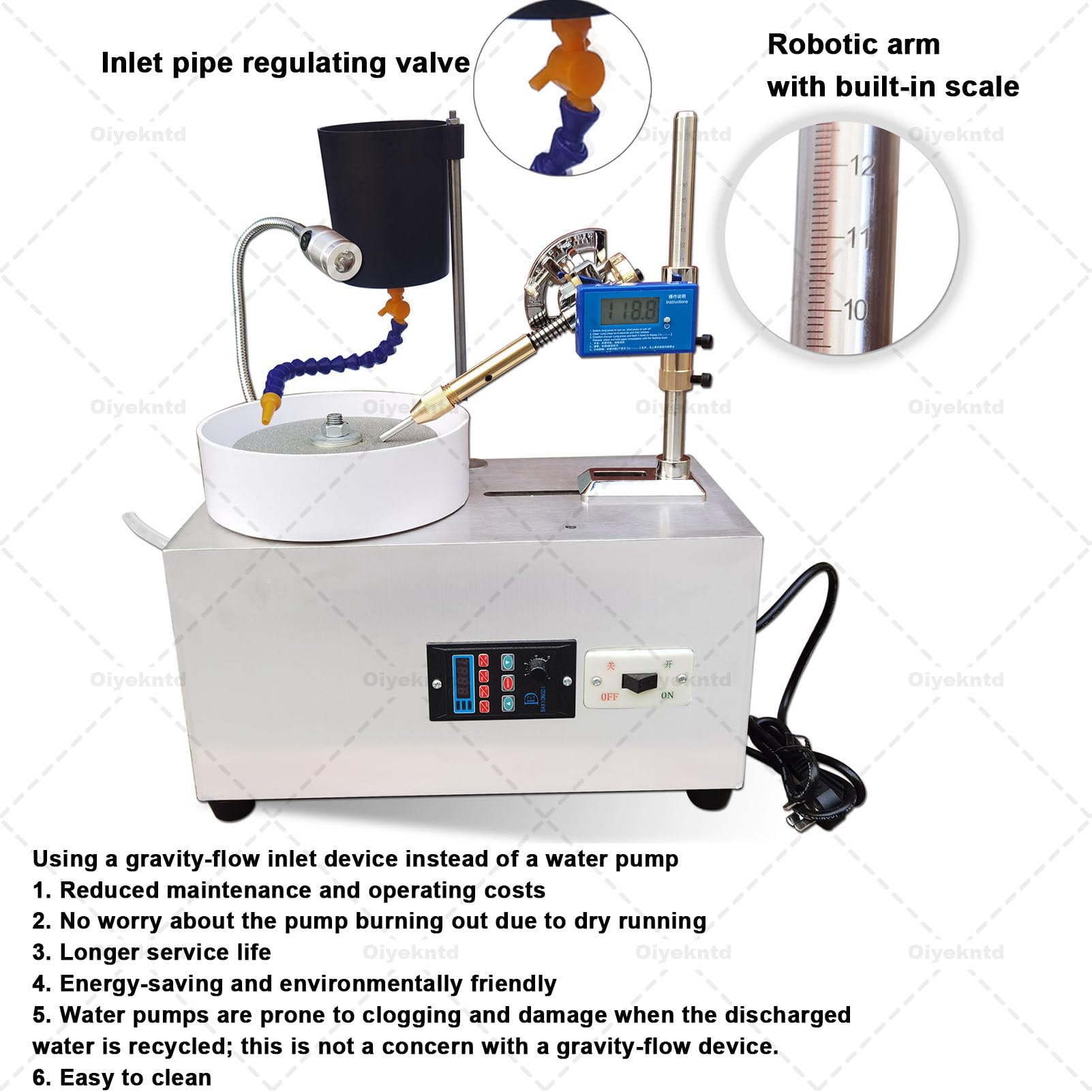 Machine à facettes de pierres précieuses, 2800 tr/min, équipement de lapidairerie pour bijoux, meuleuse plate en jade, machine de polissage de pierres précieuses à facettes en acier inoxydable
