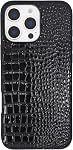 for iPhone 16 Pro Max Case for Women, Crocodile Synthetic Patent Leather Cover, Classic Fashion for iPhone16 Pro Max 2024 6.9 inch - Black