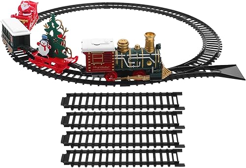 UPKOCH 1 juego de tren de Navidad de juguete  Tren eléctrico con luces y música debajo del árbol, locomotora vintage, juguete para niños