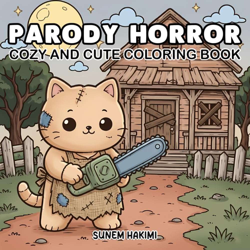 Parody Horror: Coloring Book for Adults and Teens: 40 Cute Horror Parody Scenes, Funny Spooky Cats, Cozy Monster Adventures, and Relaxing Coloring Pages