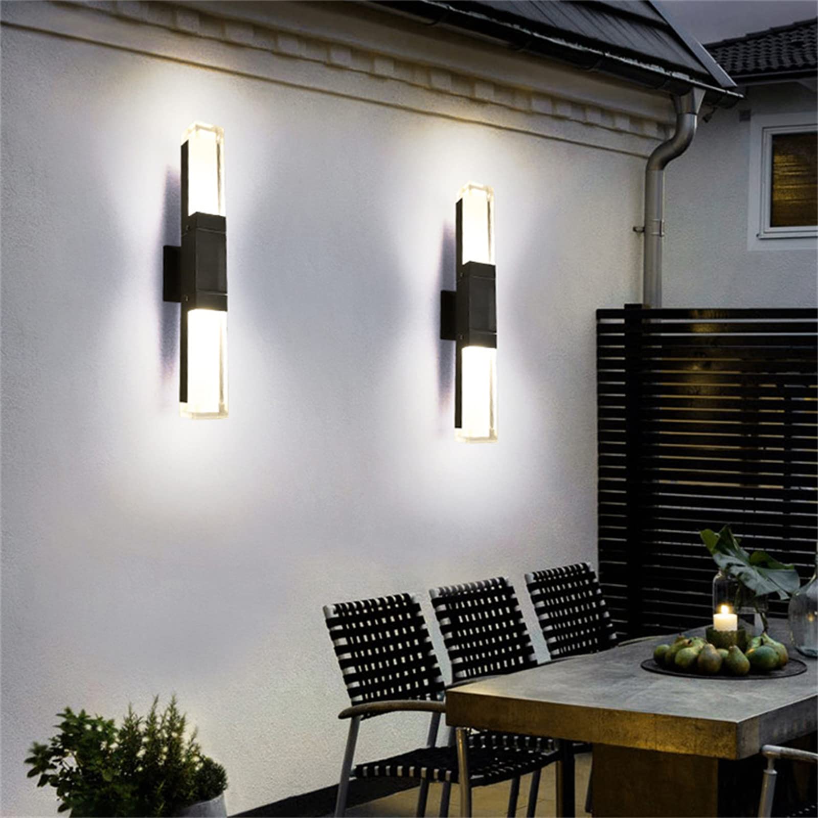 LED Wandleuchte Außen/Innen mit Bewegungsmelder IP65 Außenlampe Sensor Induktion Außenbeleuchtung Wand Alu Außenwandleuchte 24W Schwarz Rechteck Wandlampe Veranda Garage Balkon Flur (Kaltweiss 6000K)