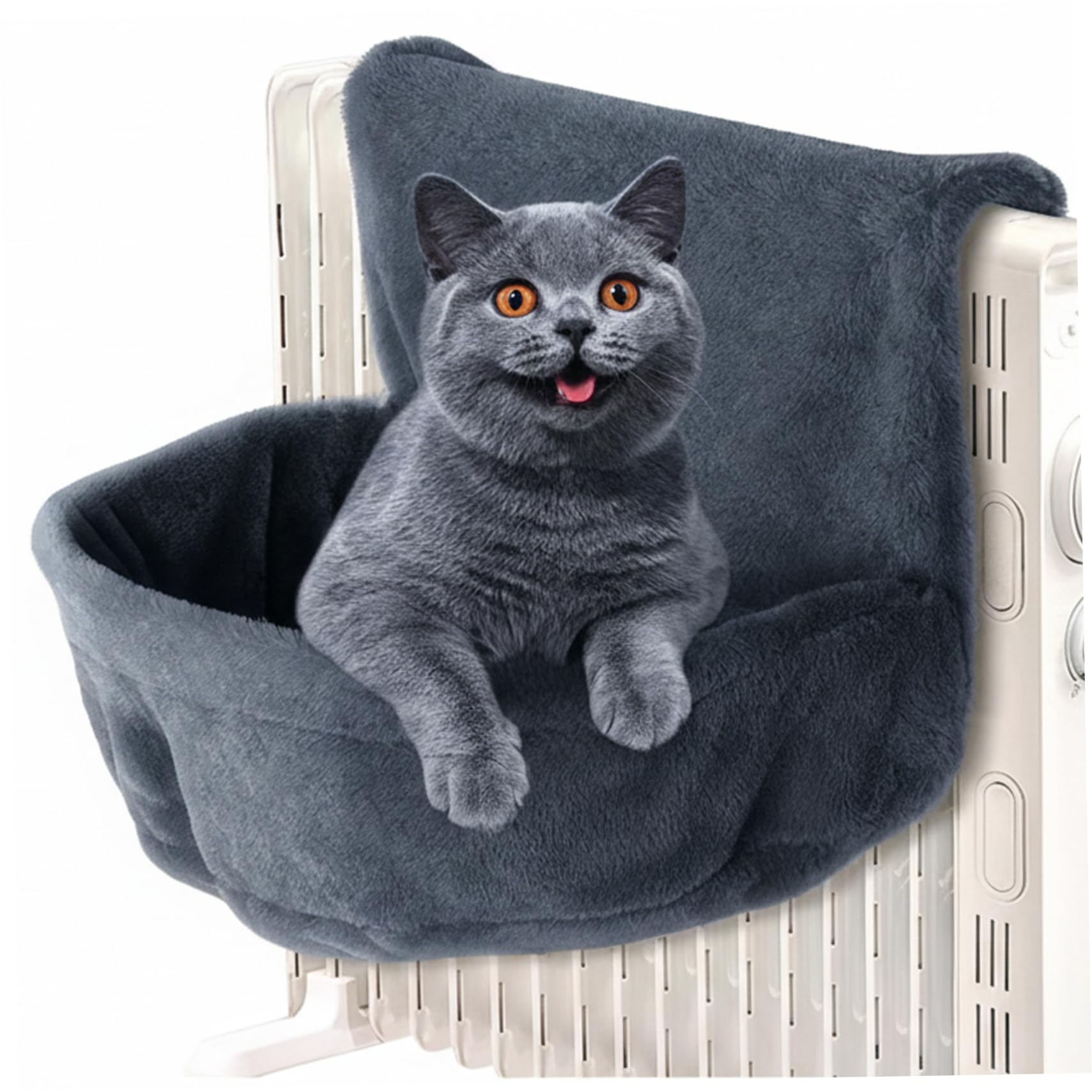 Hamac chaud pour chat en peluche douce et cadre en fer stable lavable