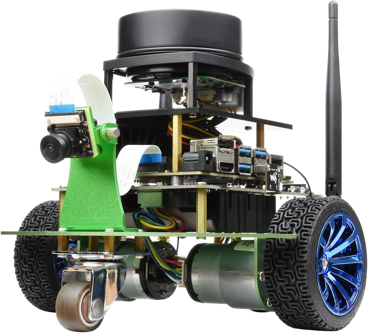 Waveshare JetBot Professional Version ROS AI Kit, Dual Controllers AI Robot, Lidar Mapping, Vision Processing, Includes Official Jetson Nano Developer Kit (B01) (NOT Support Nano 2GB)