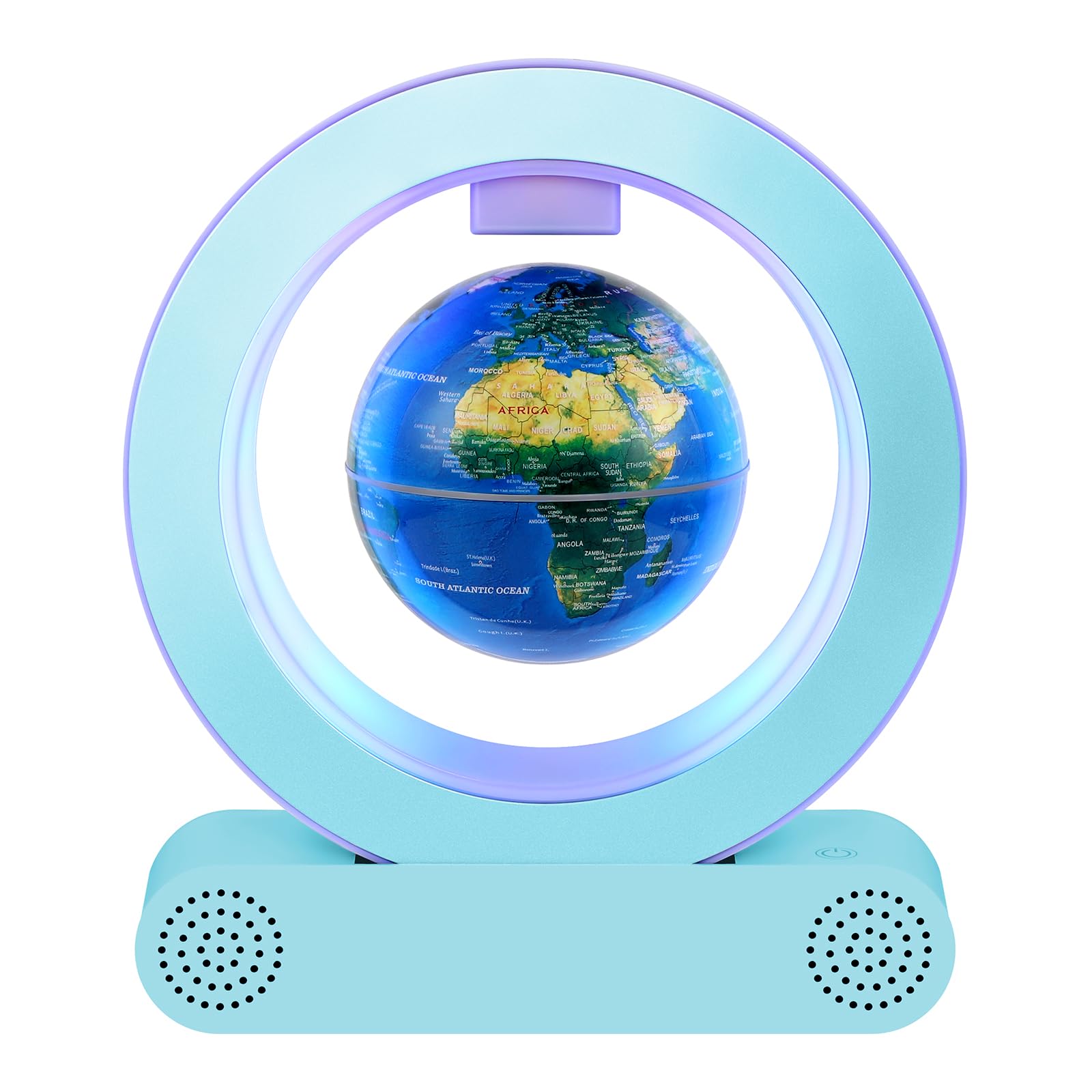 FLRMINGE Floating Globe Magnetic Levitation Earth Ceremony Speaker,Bluetooth Speaker Wireless Bluetooth 5.0 with LED Lights, Home Office Decor, Unique Christmas Birthday Gifts. (Blue)