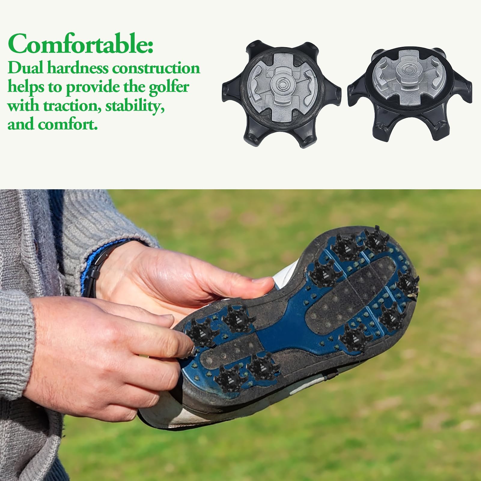 Scarpe da golf con 18 tacchetti da golf con 1 scarpa da golf palmare, chiave di ricambio per punte da golf