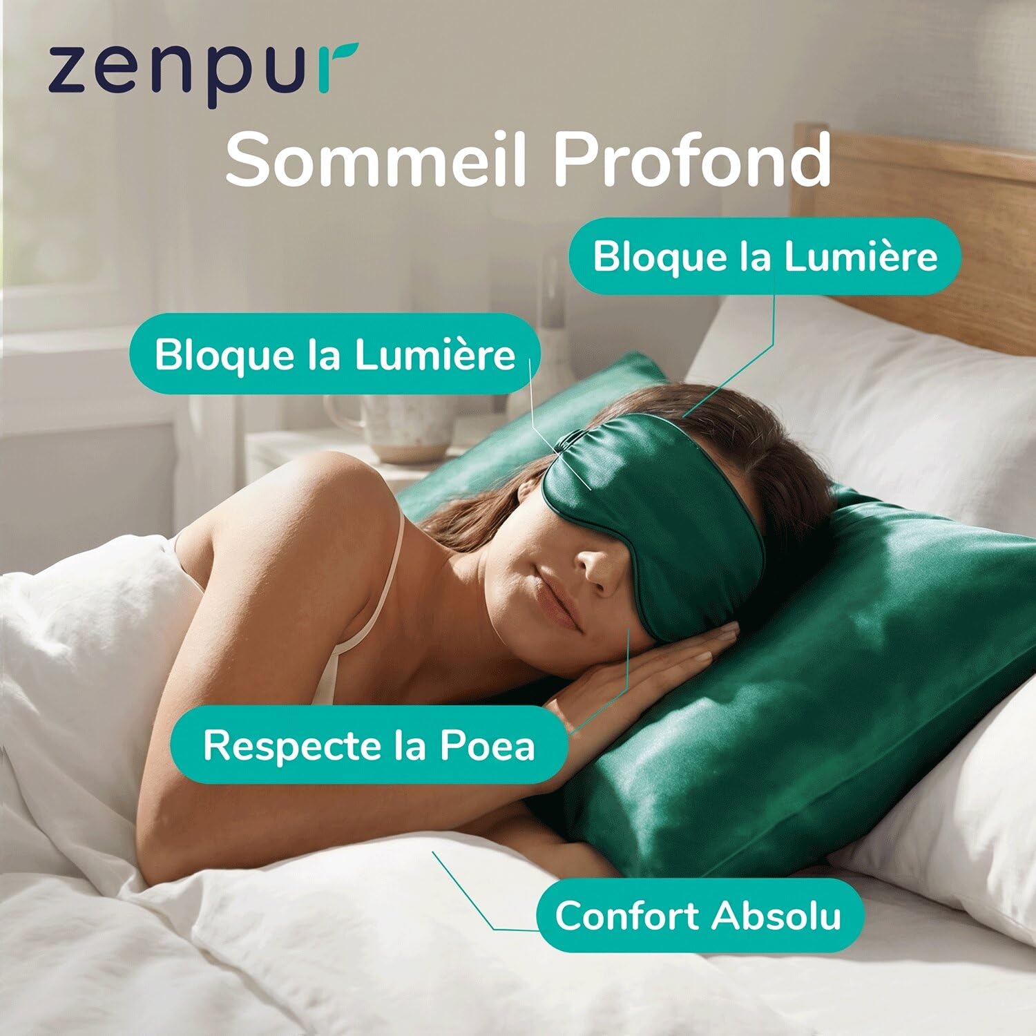 Coffret Cadeau Soie 100% Mulberry 22mm Taie 50x70 + Masque + Chouchou Vert