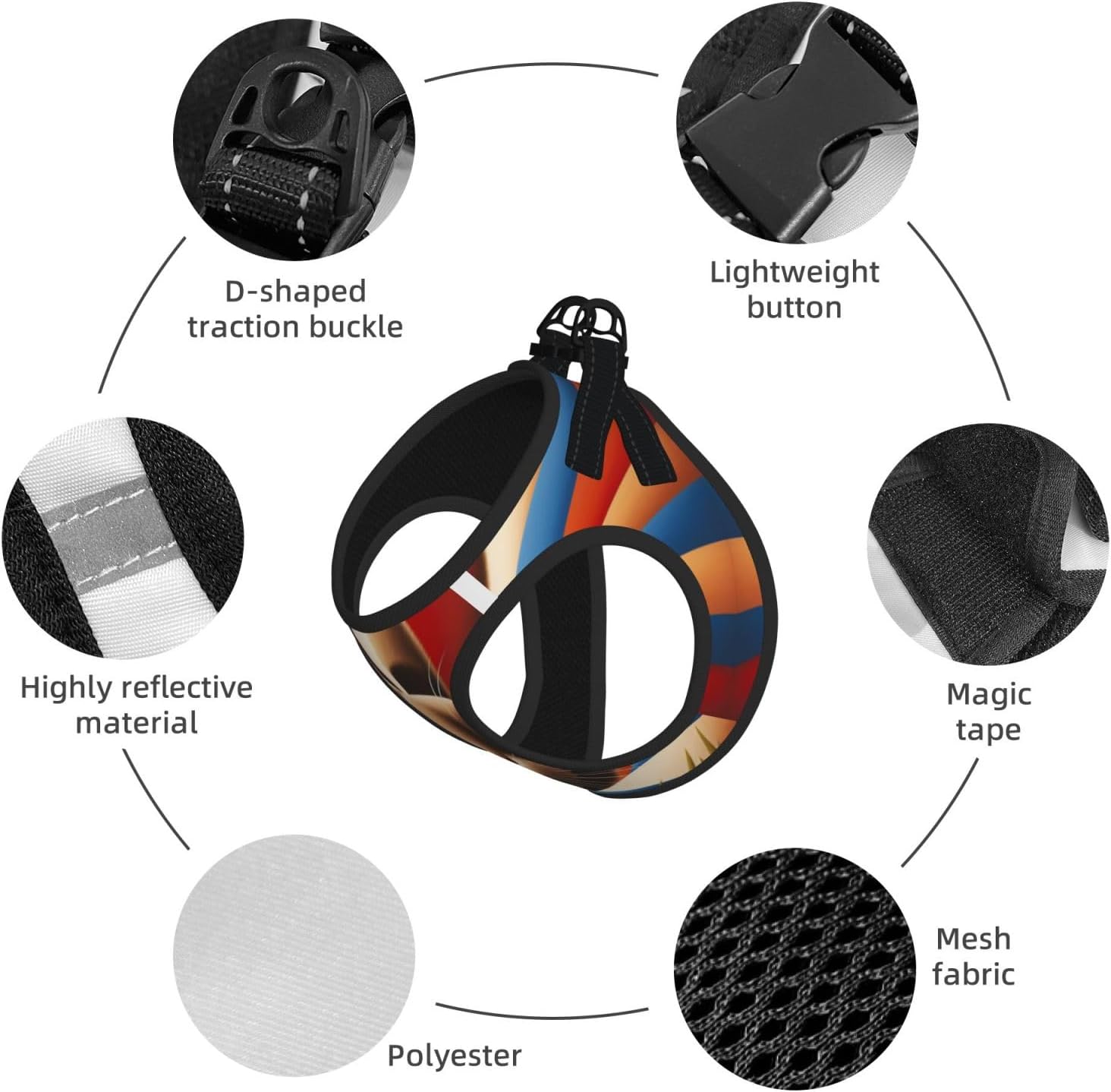 Rabbit Punk Pet Vest Small Size Dog Harness and Leash Set for Training, Reflective & Adjustable with Accessories Small