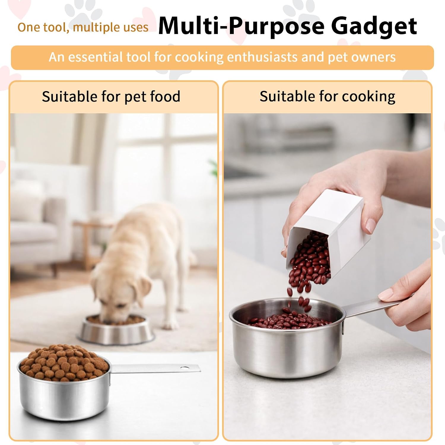 1/2 Cup Scoop for Dog Food Stainless Steel Dog Food Measuring Cup