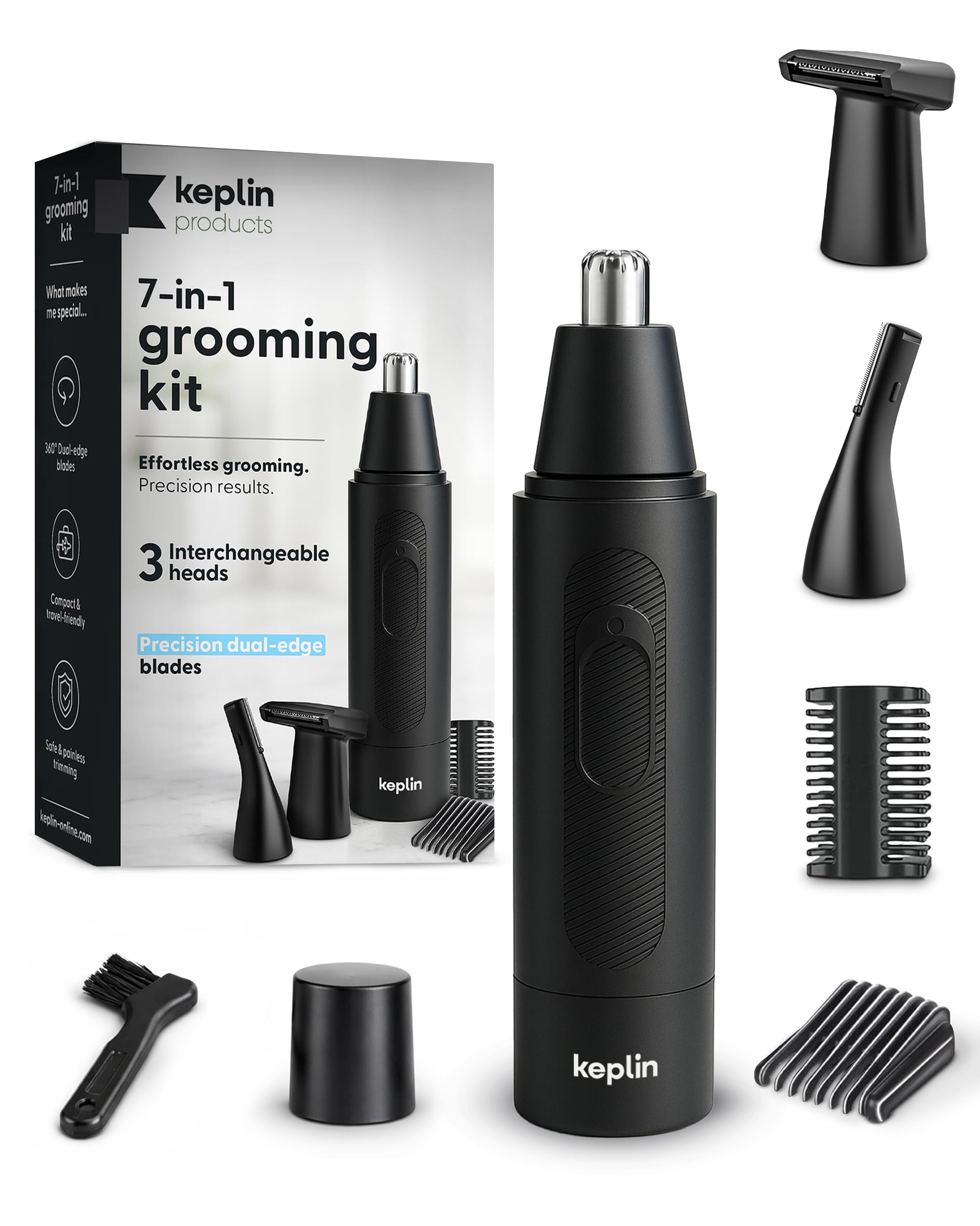 Keplin 7-In-1 Grooming Kit Unisex3 Interchangeable HeadsDual-Edge BladesBlack from B&Q