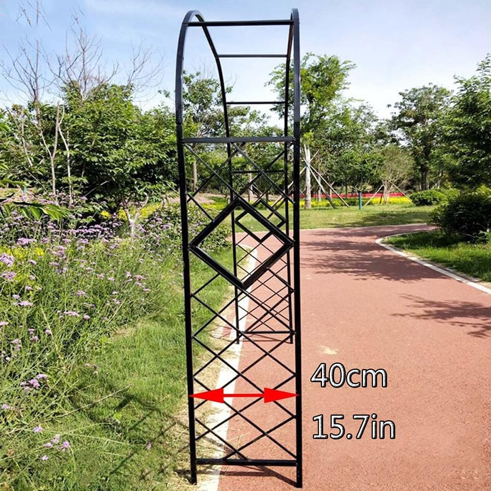 Treillis d'extérieur en métal noir pour plantes grimpantes, pergola résistant aux intempéries, support d'arche de jardin, robuste, 320 x 270 cm, idéal pour les fleurs et les vignes