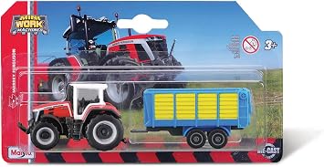 Maisto Mini Working Machines MASSEY FERGUSSON 8S.265 TRACTOR WITH BALER TRAILER   3    Incredibly Detailed Die-Cast Replica Collectible Model, Assorted Models, Red
