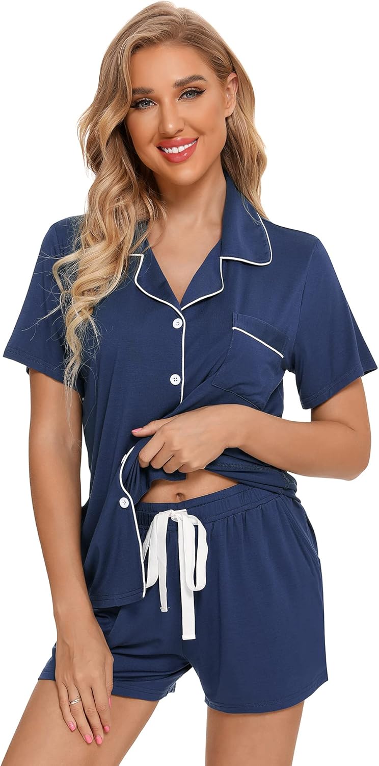 Leikar 2 Pack Button Up Pajama Set For Women Sleepwear Soft Pjs Bride Pajamas - Image 2