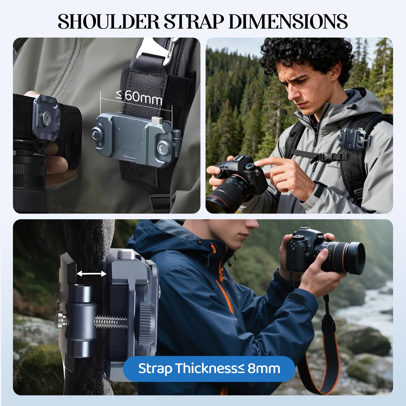 Luqixcey Kamera Rucksack Clip & Kamerahalterung für DSLR Plattenkamera Kamerahalterung Rucksack Camera Clip,Quick Release Ecosystem with 1/4 inch Screw Hole, Suitable for DSLR, Action Camera
