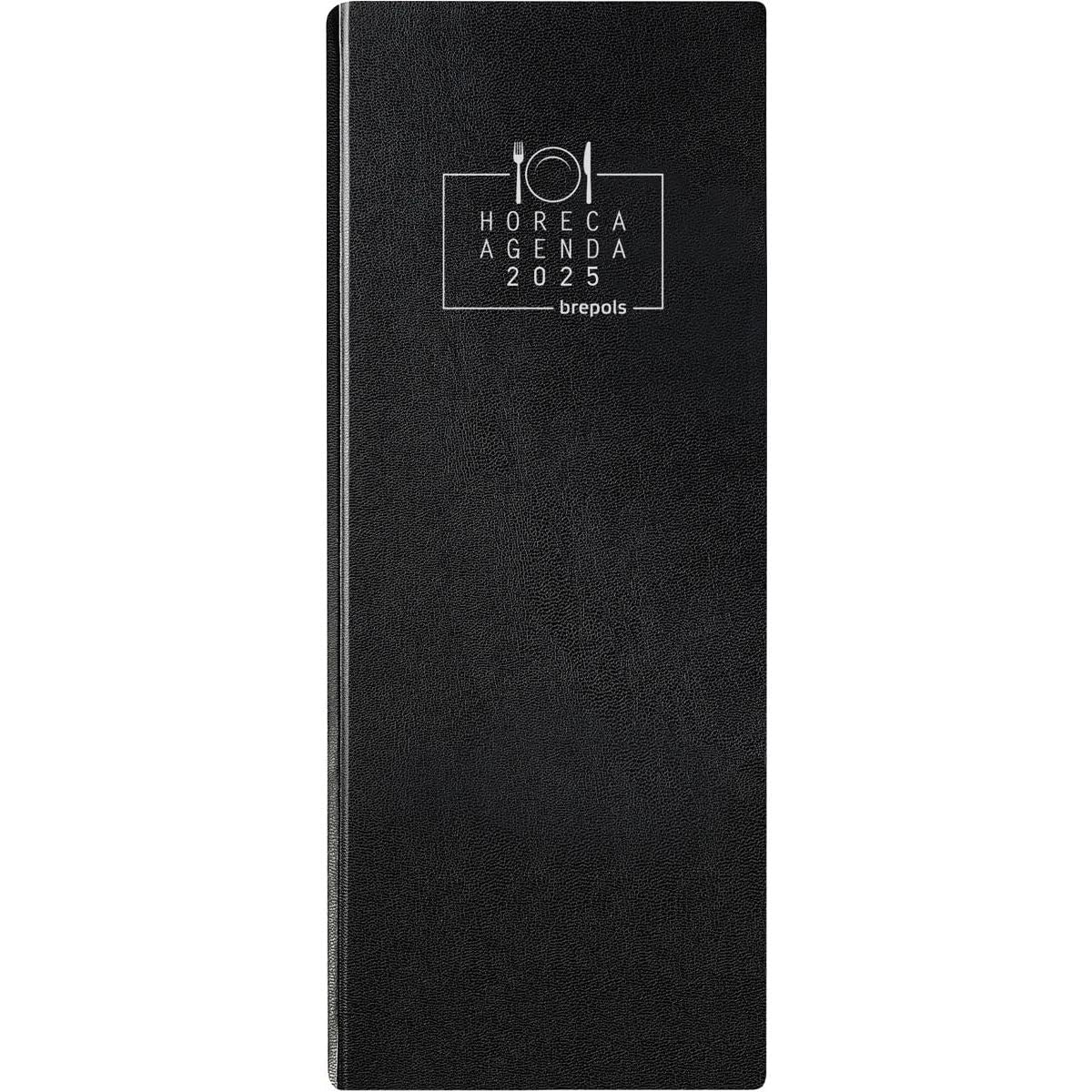 BREPOLS – 1 Agenda de mostrador / banco especializado para restaurante – 1 día en 2 páginas – Horeca – Manta negra – Enero 2023 – Diciembre 2023 – Dimensión 15 x 33 cm