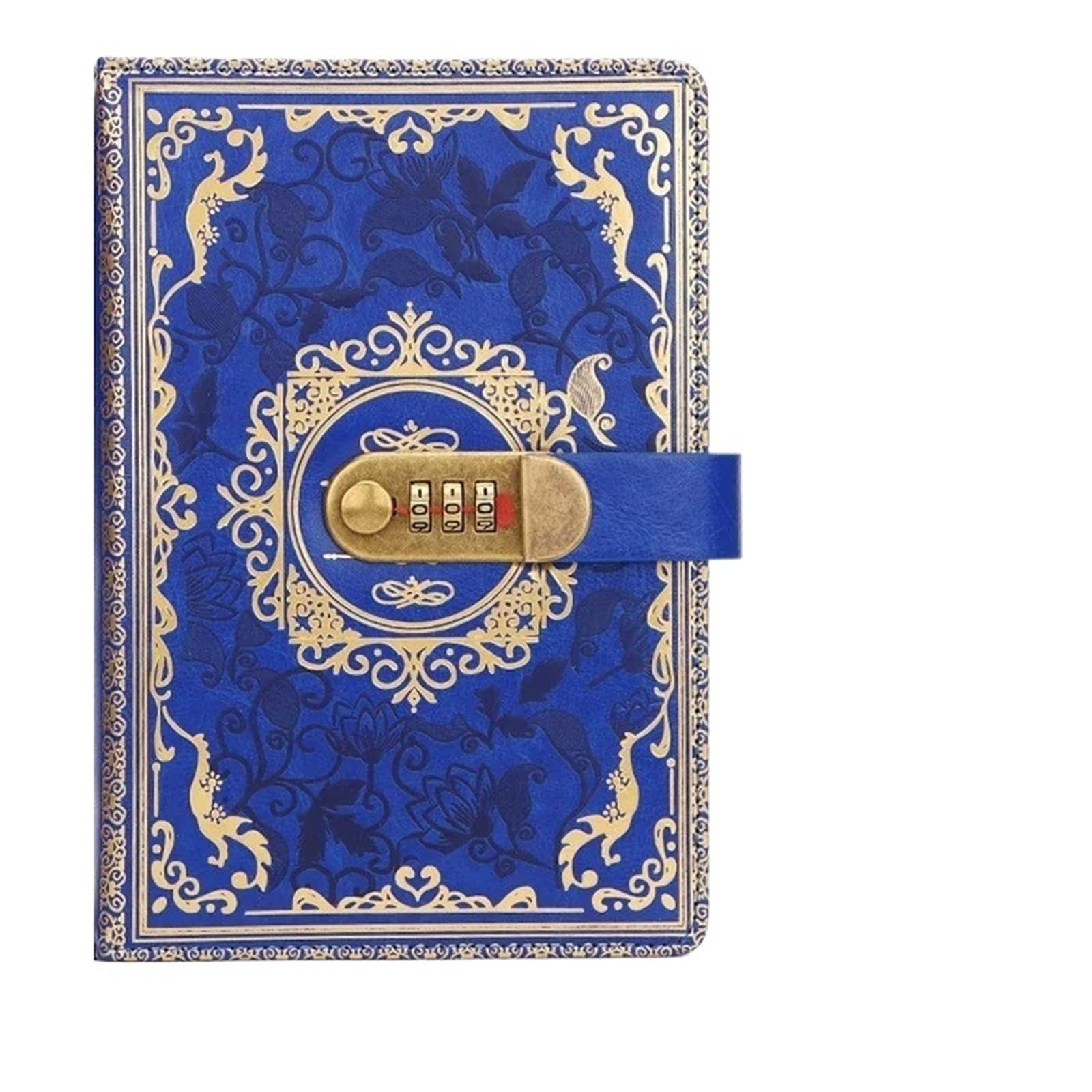 Tagebuch Mit Schloss Digitales Retro-Passwort-Notizbuch, Tagebuch mit Schloss, A5, Tagebuch, perfekt for Männer und Frauen, PU-Leder, Zahlenschloss, Privatsphäre(A5-Blue-)