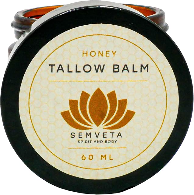 Honey Tallow Balm - 100% Grass Fed Moisturizing Tallow Balm For Sensitive Skin - Tallow Face Cream - Skincare, Tallow Butter, Honey - Tallow Balm Moisturizer