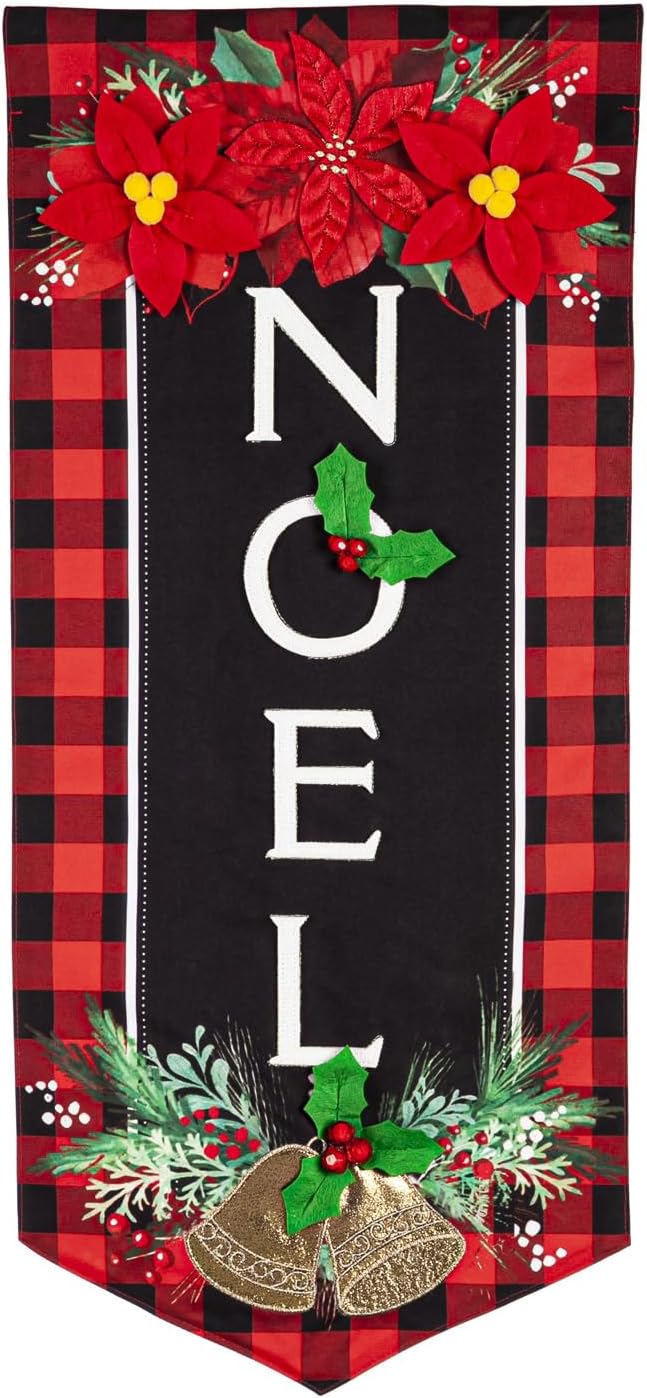 Evergreen Flag,Christmas Joy Everlasting Impressions Textile Décor,28X12.5X0.13 Inches