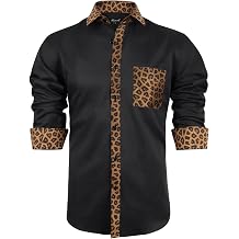 Alizeal Mens Business Slim Fit Dress Shirt Long/Short Sleeve Patchwork Button-Down Shirt