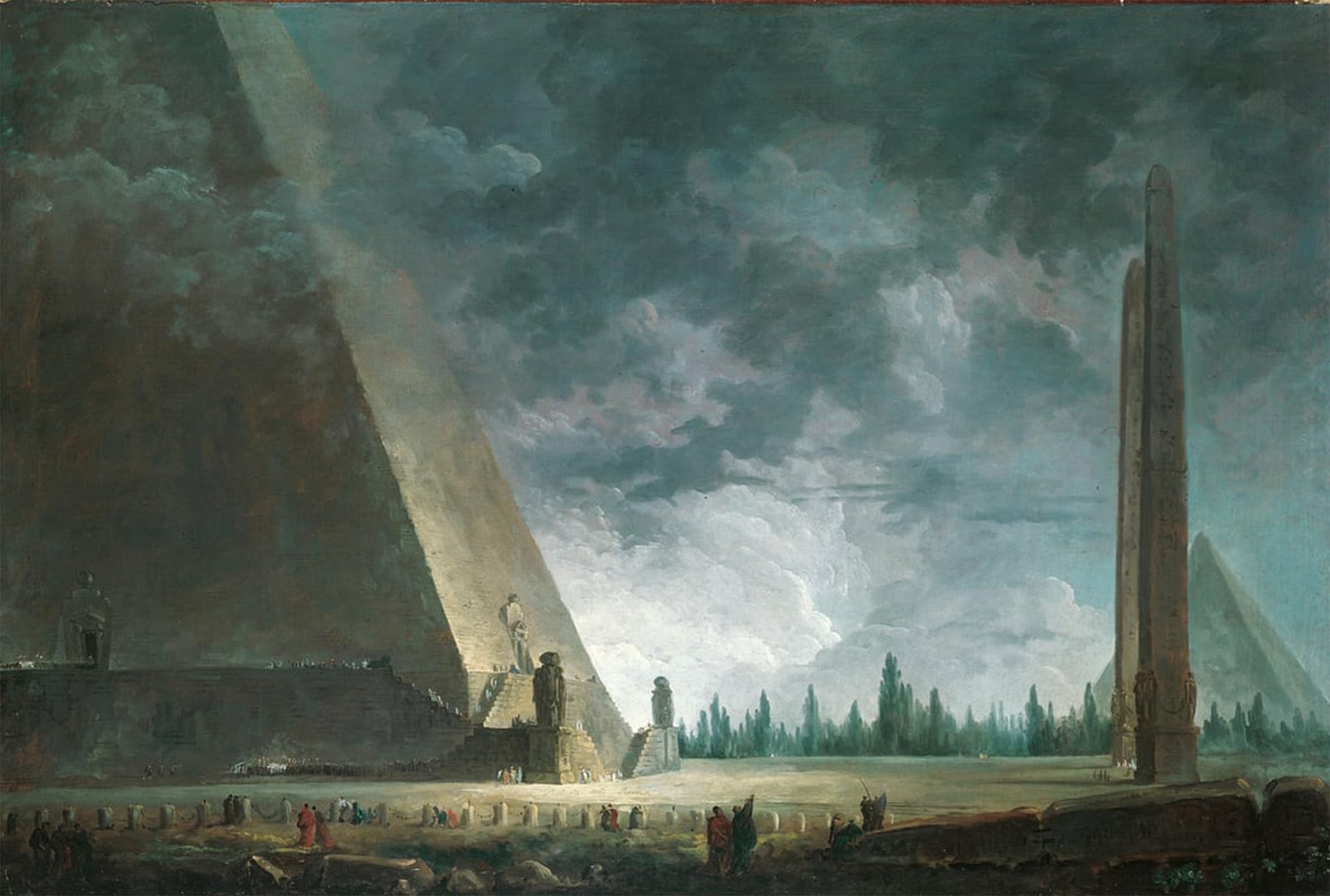 SERENDIPITP Abstract Painting Mural Print Picture Wall Decor Painting Fantaisie Egyptienne by Hubert Robert Vintage Wall Artwork for Home Decor 60x90cm