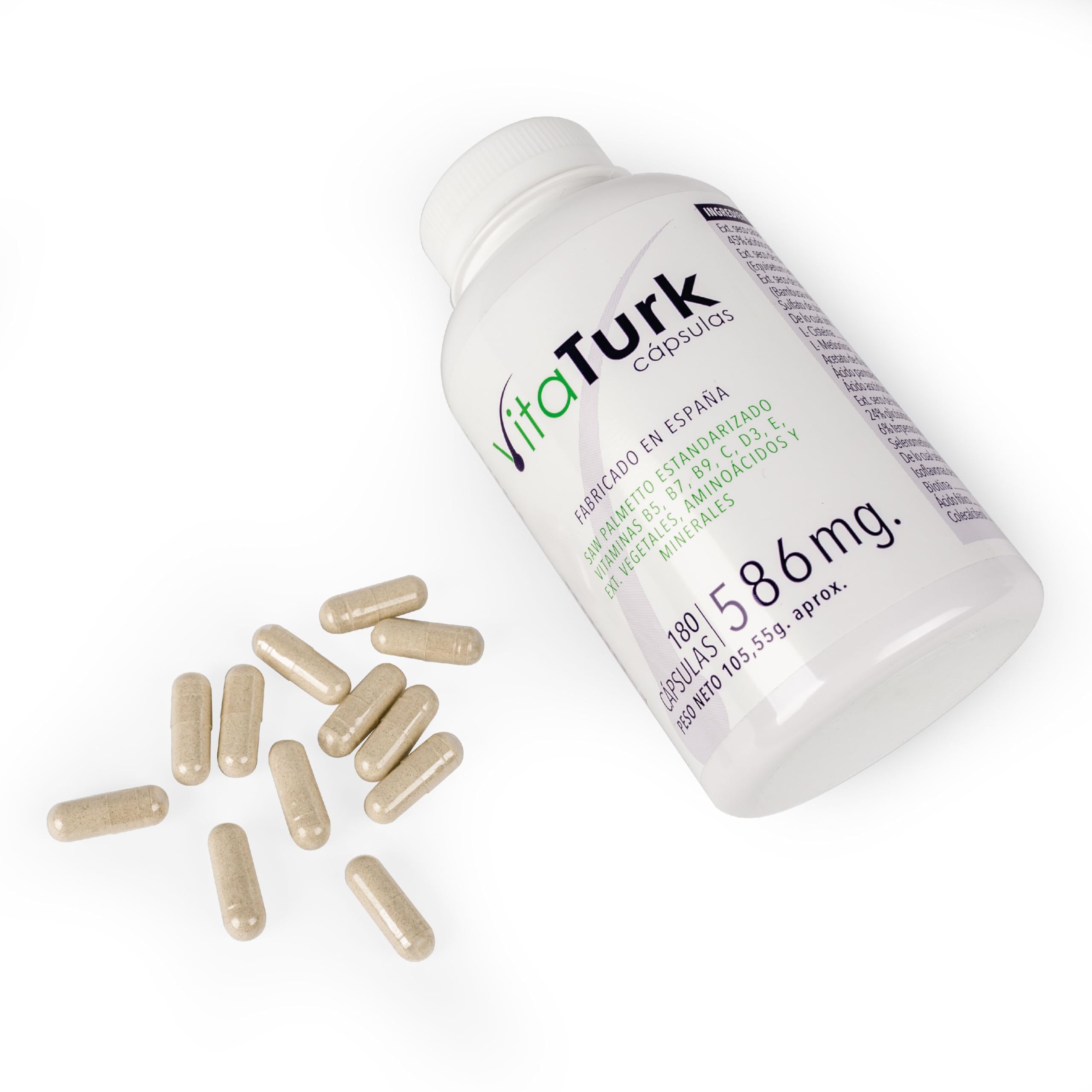 Vitaminas Para el Cabello 180 cápsulas | Frena la Caída del Pelo y Favorece el Crecimiento | Saw Palmetto, Biotina, Zinc | DHT Blocker | Duración 3 meses | Fabricado en España