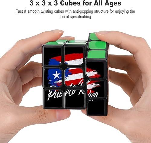 Miniatura 3 de Cubo mágico vintage de la bandera de Puerto Rico, cubos mágicos con divertidos estampados 2x2x2 x 2 pulgadas, rompecabezas de giro suave, juego
