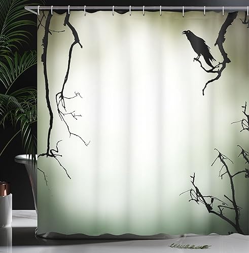 Miniatura 3 de Cortina de regadera de terror de Ambesonne, cortina con escena de túnel de minería, geología, foto sin fin, juego de decoración para baño con