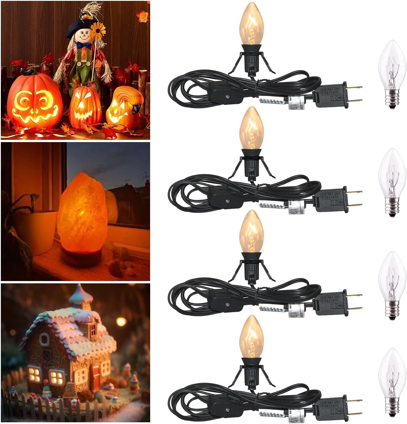 PASUTO Light Bulbs & Cords - 4 Pack C7 Bulbs -1