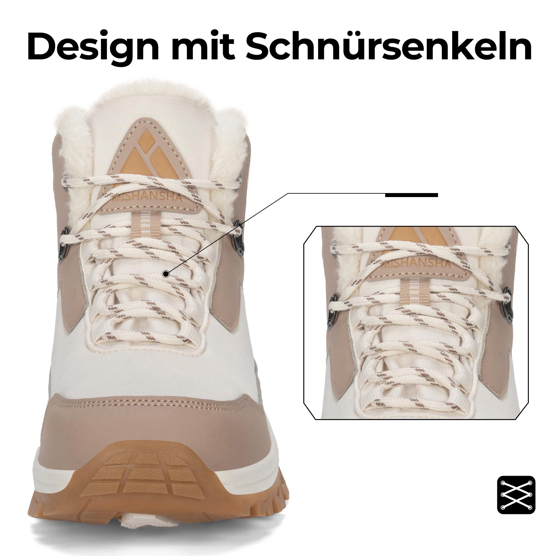 Mishansha Winterschuhe Damen Gefüttert mit Schnürung Gr.36-42