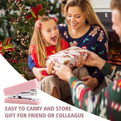 Miniatura 7 de Mini suministros de oficina rosados, accesorios de escritorio UPIHO rosa, mini grapadora y dispensador de cinta, suministros escolares con mini