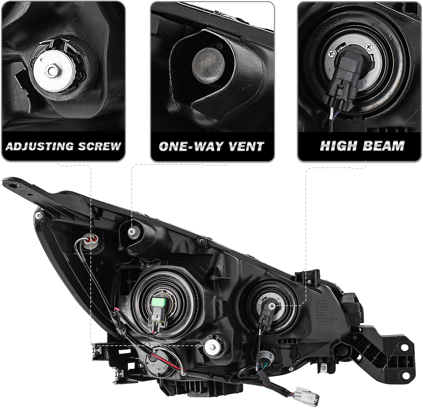 Жакын план views of the SOCKIR Headlight Assembly, showing the projector lens, amber turn signal reflector, and clear lens details.