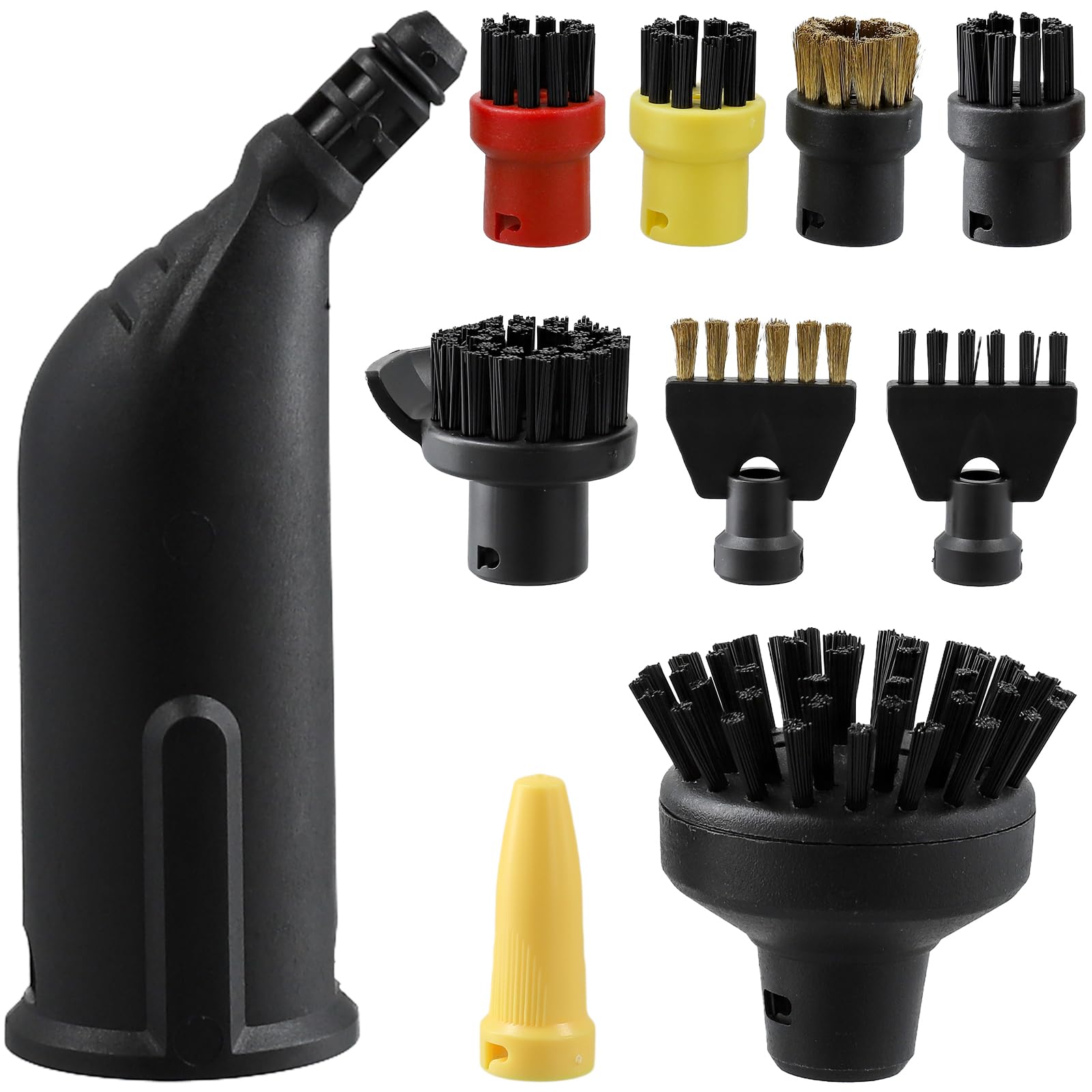Kärcher Lot de 10 accessoires de nettoyage à vapeur, kit de rechange complet, brosse ronde, grande brosse de nettoyage, brosses à joints, buse, compatible avec SC1, SC2, SC3, SC4, SC5