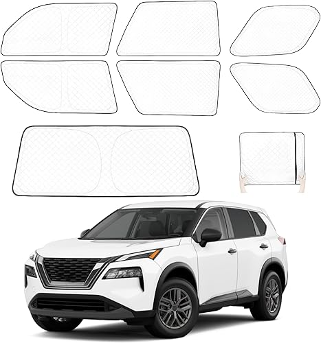 Parasol para ventana compatible con Nissan Rogue 2021-2023, plegable, protege la privacidad, kit de sombra lateral de ventana completa con parasol