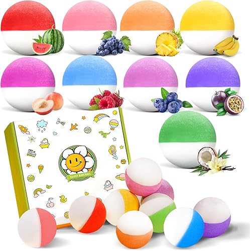 Bombas de baño para niños con sorpresa en el interior, paquete de 9 bombas de baño para niños, juego de regalo de bombas de baño naturales orgánicas