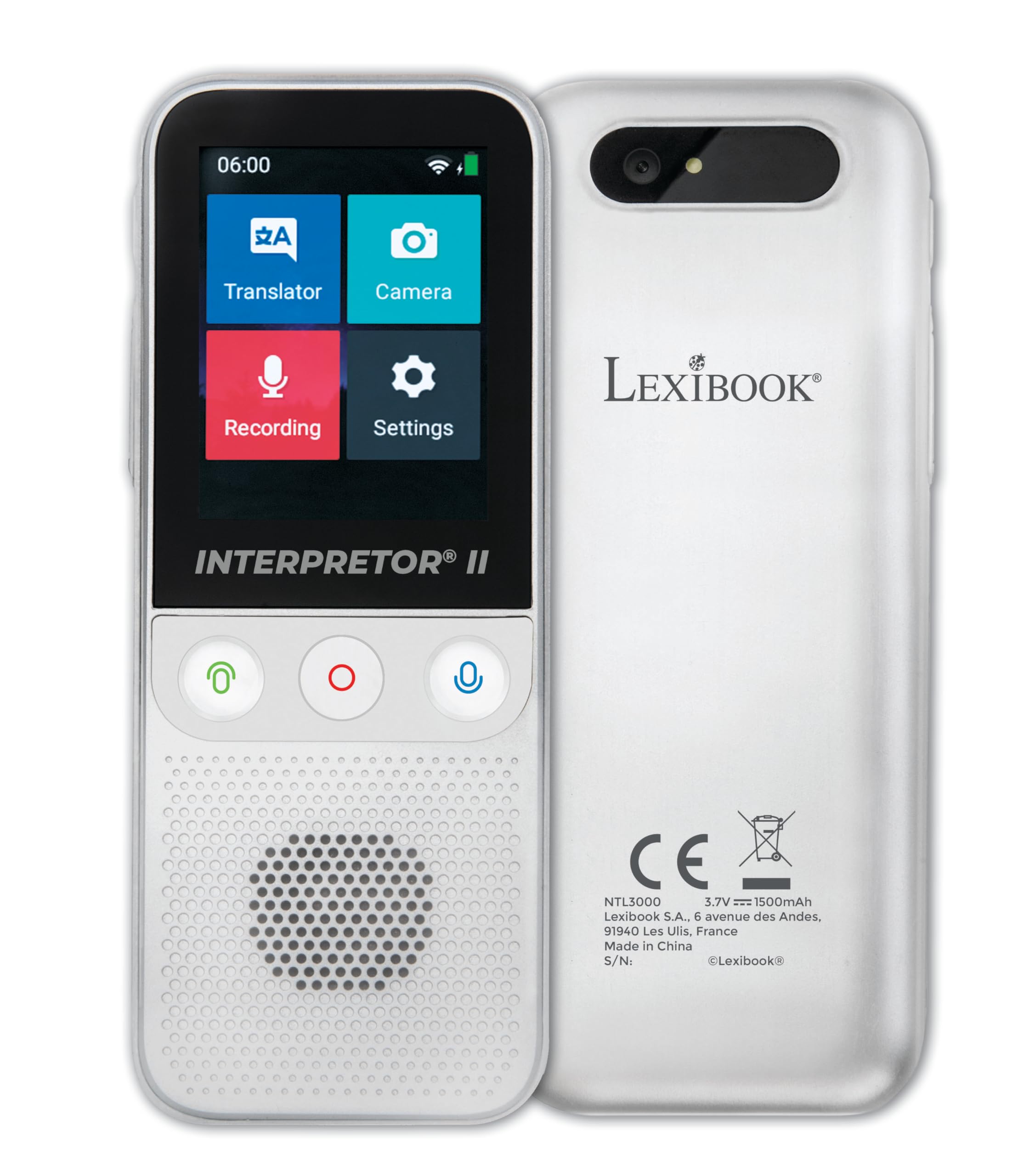 LEXIBOOK, Interpretor 3, Instant Voice Translator 137 Languages, Photo Translation and Memos, Pro Portable & Travel Multilingual Translator, Headphones Port, Wi-Fi and Offline, NTL3000