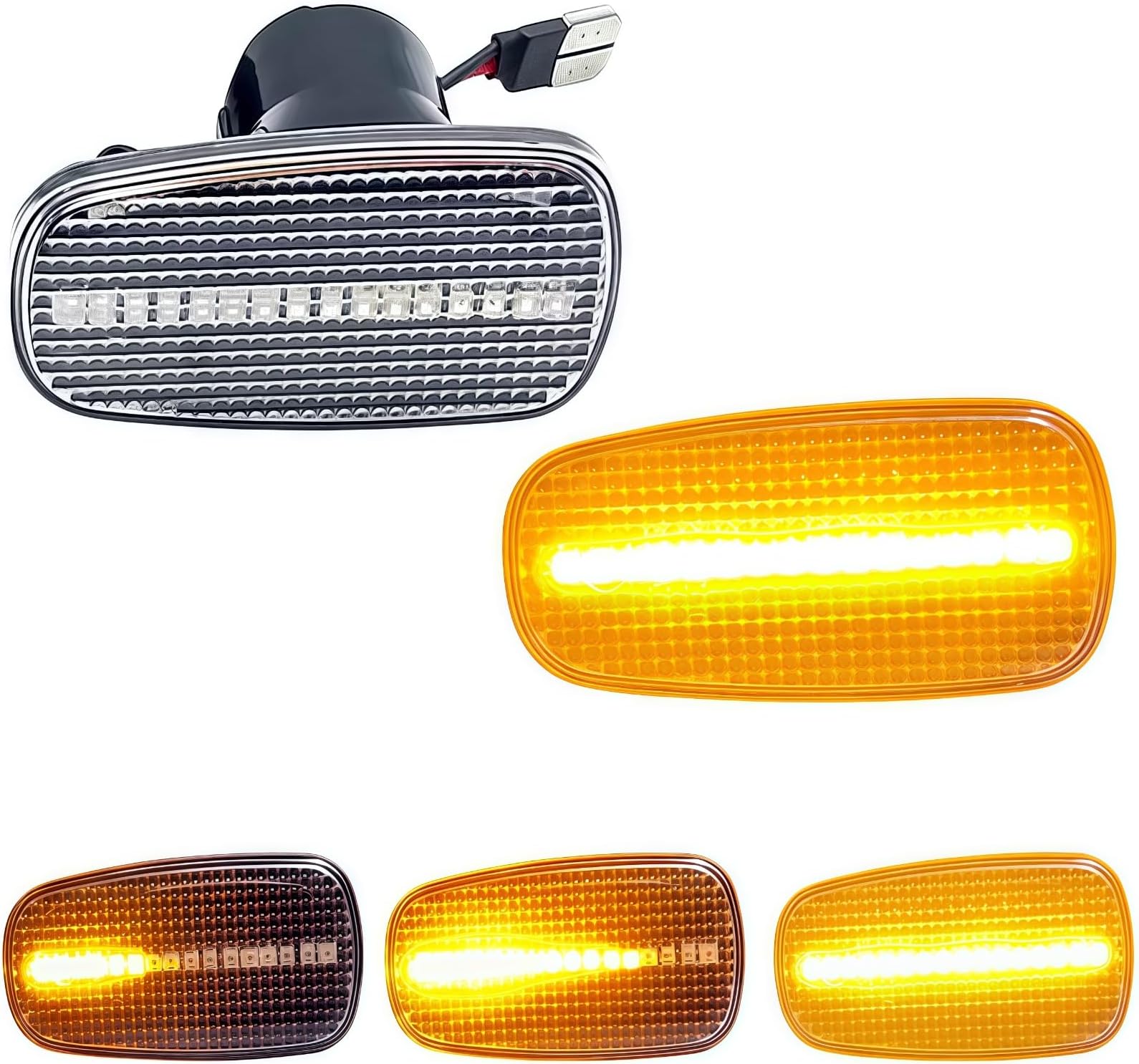 Sequential Indicator LED Side Marker Light Compatible with Toyota 2004 2005 2006 Scion XA XB, 1st Gen Scion XB LED Amber Side Marker Lights Lamps,Front Bumper Turn Signal Accessories,2PCS(Clear Lens)