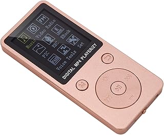 Mini MP4 Player, gravador de m¨²sica de longo tempo de espera e reprodutor de m¨²sica digital port¨¢til com cabo de carregamento + 1 par de fones de ouvido para escrit¨®rio para uso em viagens (ouro rosa)