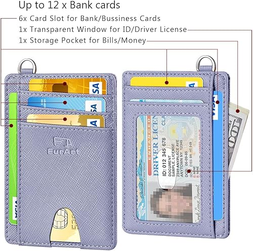Miniatura 6 de FurArt - Cartera minimalista delgada con bolsillo frontal, bloqueo de identificación de radiofrecuencia (RFID), tarjetero, para hombres y mujeres