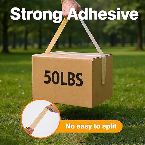 Miniatura 3 de Cinta de embalaje marrón 6 rollos Cinta de embalaje resistente con 1 dispensador - 2.5mil x 1.9 cm x 60Y Cinta de embalaje de adhesivo fuerte para