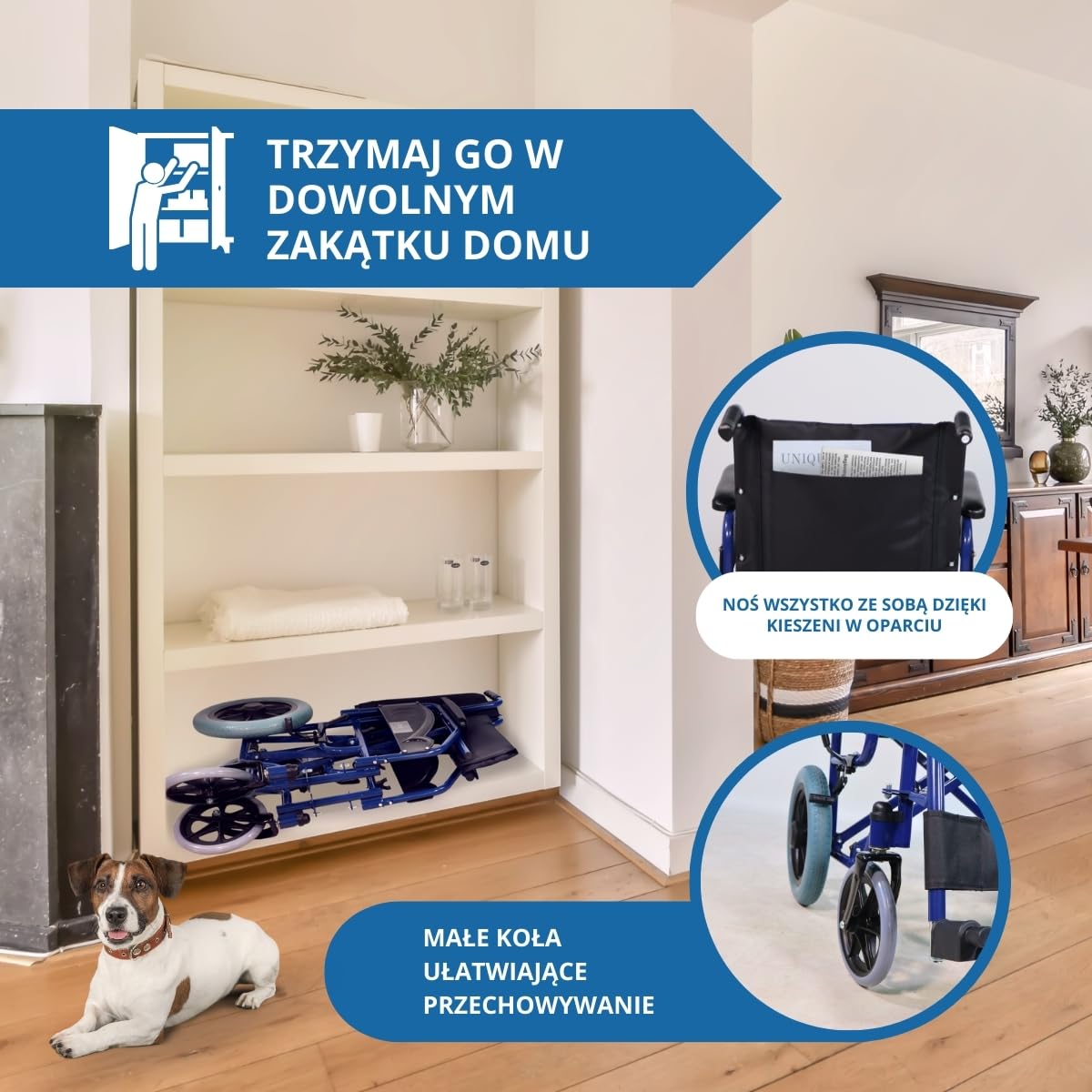 Wózek inwalidzki Premium Transit | Składany | Zdejmowane podłokietniki i podnóżki | Maestranza | Mobiclinic