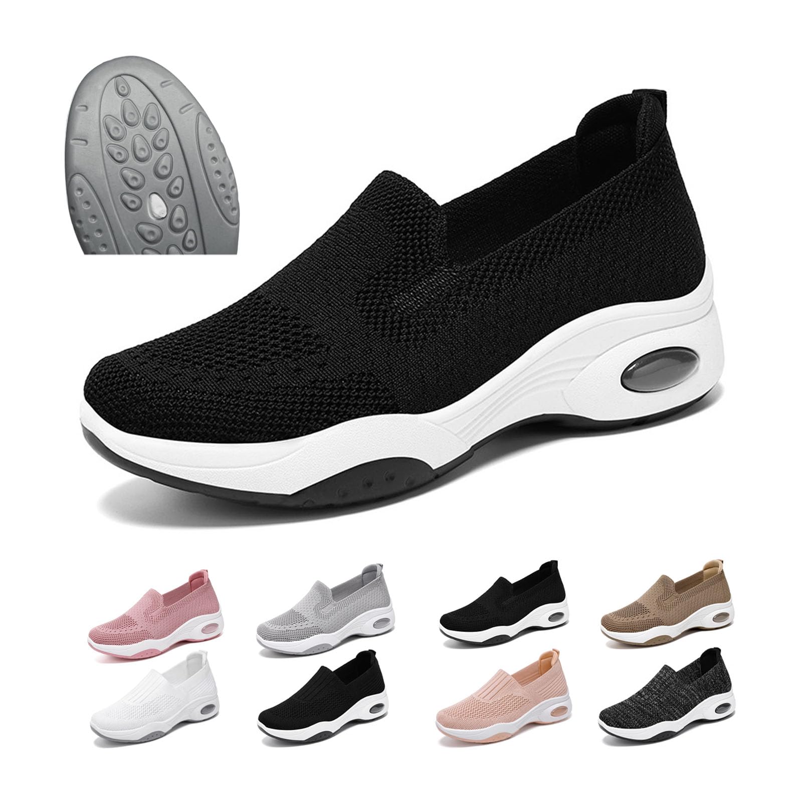 Women Orthopedic Sneakers Slip On Air Cushion Wedge Walking Shoes Arch Support Low Top Shoes Orthopedic Shoes for Women