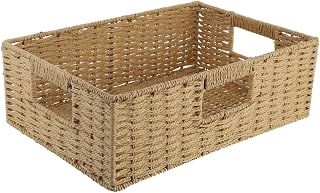 Rattan Weaving Storage Basket for Home Organization and Laundry Use Beige | Handheld Carry Bucket, Woven Rattan Material, Single Piece, Sundries Storage, Beige Finish