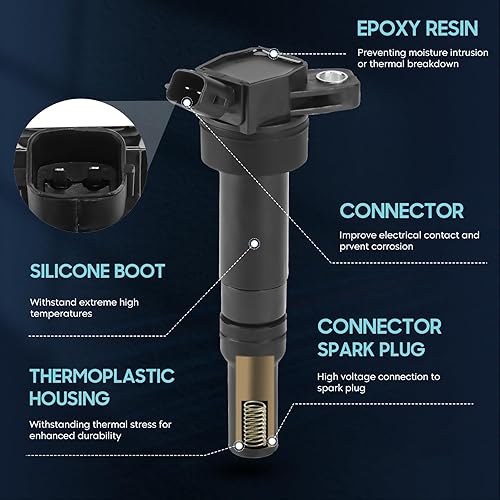 Miniatura 3 de Paquete de 4 bobinas de encendido con 4 bujías de iridio compatibles con Hyundai Elantra Coupe GT Tuscon Kia Forte Koup Soul 1.8L 2.0L, reemplazo