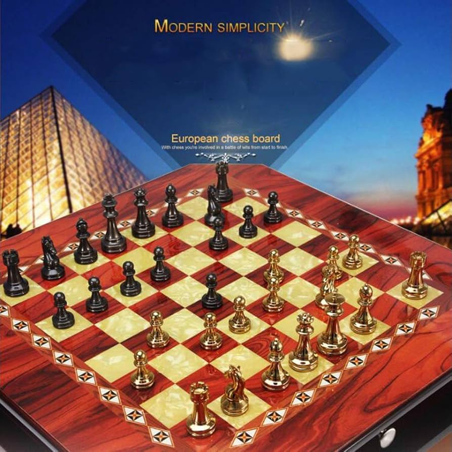 Amazon | チェスセットチェス盤金属光沢のあるヴィンテージ