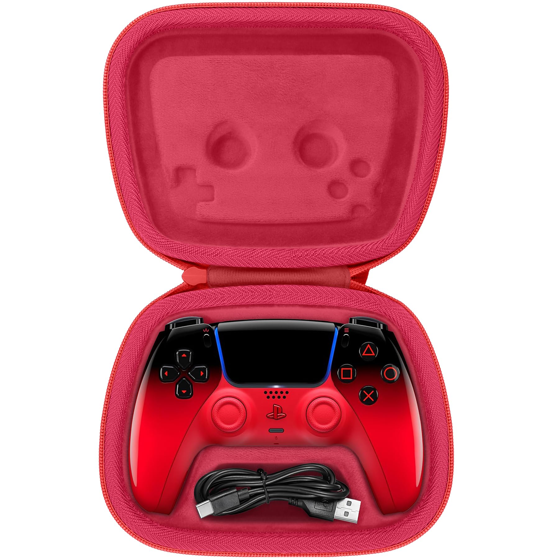 Baval Hard Case for Playstation 5 PS5 DualSense Wireless Controller, Red Red Case